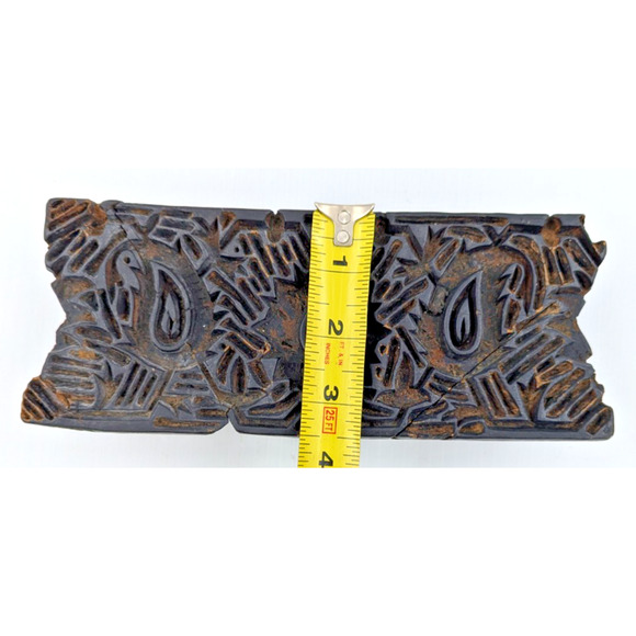 Antique Wooden Printing Block Hand Carved Textile Fabric Stamp As Is - Picture 11 of 12